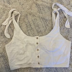 White linen crop top
